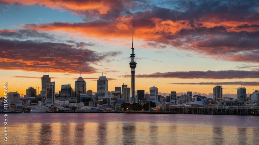 Fototapeta premium city skyline at sunset