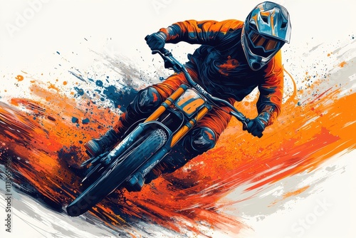 Dynamic  illustration of extreme BMX biker performing a thrilling stunt photo