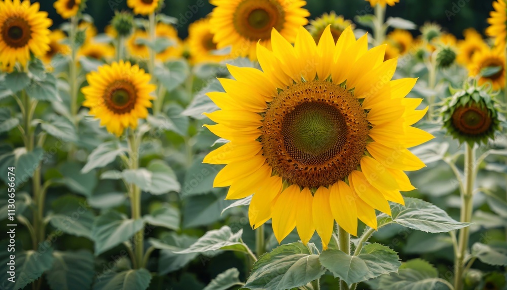 Obraz premium Sunflower field in summer.