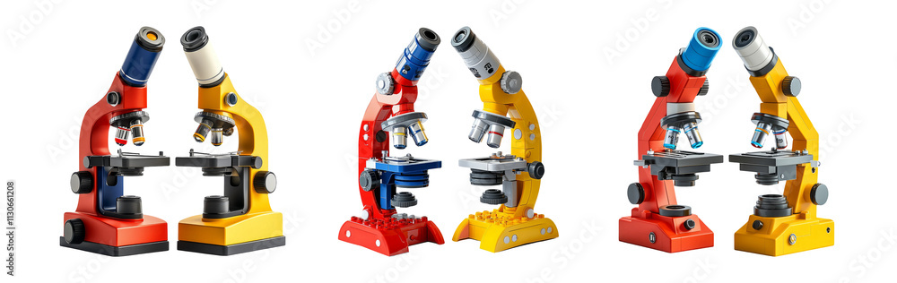 Fototapeta premium Colorful Microscopes on Transparent Background