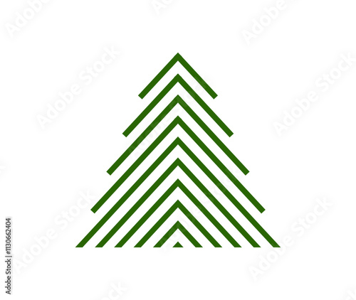 Christmas tree icon, geometric abstract shape symbol. Vector illustration.