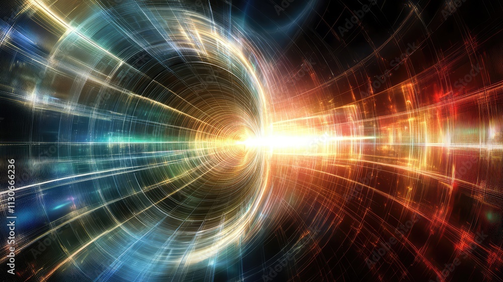 Obraz premium Dynamic Light Abstract Background of Colorful Glowing Lines