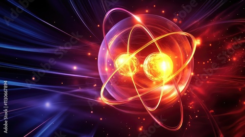 Wallpaper Mural Abstract Visualization of Atomic Structure with Energy Effects Torontodigital.ca