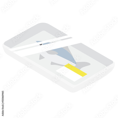 アイソメトリック_立体的でシンプルな魚の切り身パックのイラスト