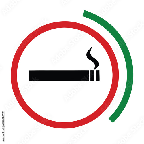 a circular icon with a green border. Inside the circle, there is a black cigarette with a wavy line coming out of it