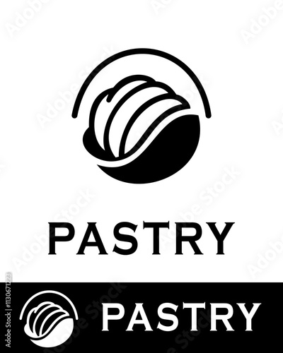 Minimalist pastry logo design with a clean and modern style, ideal for bakery branding, patisserie businesses, food packaging, culinary projects