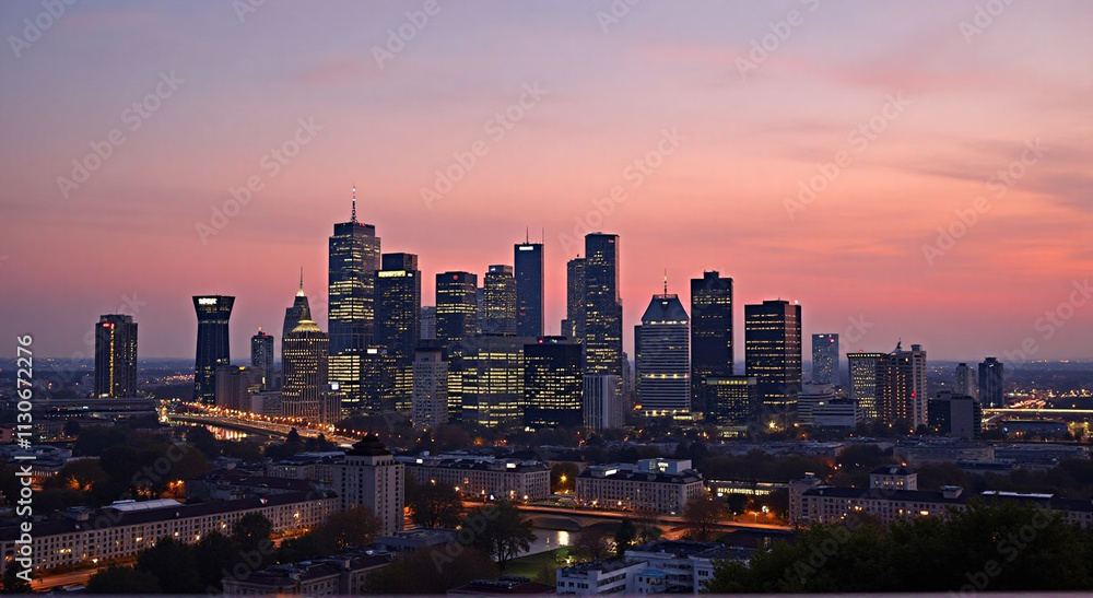 Fototapeta premium city skyline at sunset