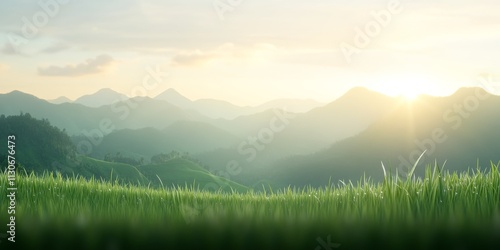 Sunrise Over Verdant Hills:...