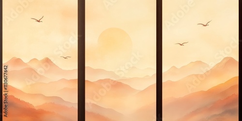 Serene Sunset Triptych: Mis...