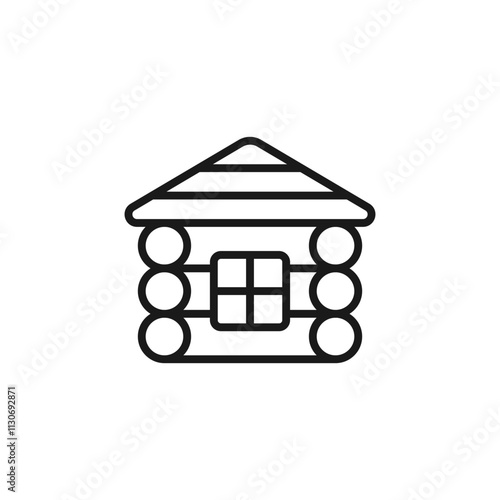 Log wooden house icon. Vector in line and outline style.