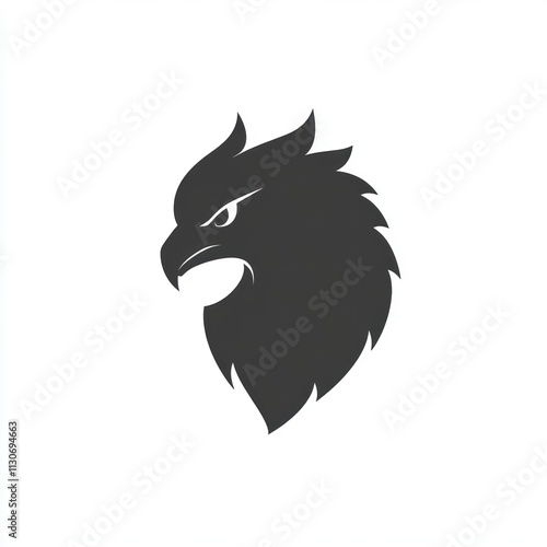 Fierce eagle head silhouette, vector illustration. photo