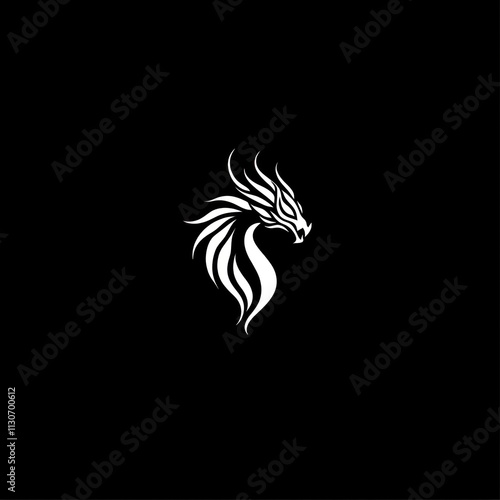 Wallpaper Mural Stylized white dragon head profile on black background. Torontodigital.ca