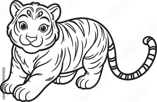 Set of big tigers. Collection of portraits of predatory wild cats. Set of wildlife and fauna dwellers. Vector illustration on a white background. Tattoo.
