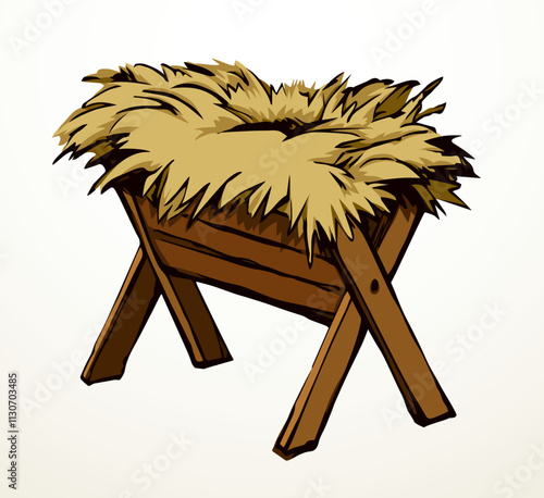 Feeder for livestock. Vector drawing