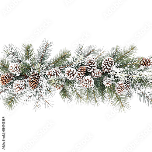 christmas tree branches with cones