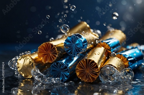 Decorative Christmas Crackers and Festive Cylinders with Elegant and Artistic Designs