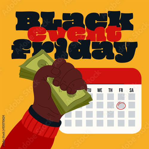 Hand Holding Money with Black Friday Calendar Poster