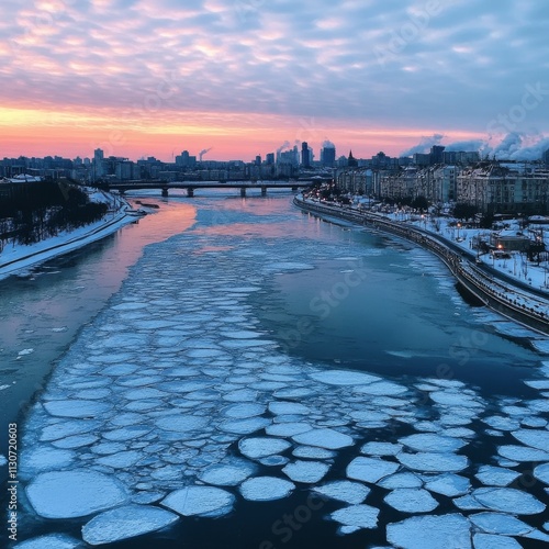 Icy Dnipro in Kyiv photo