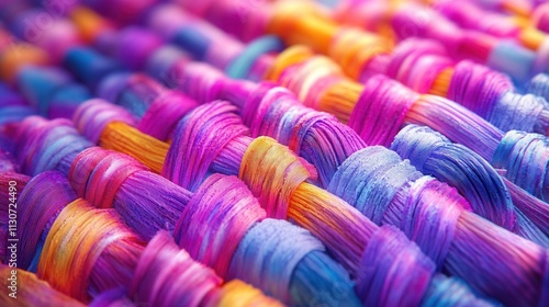 Vibrant Woven Threads: A Symphony of Color and Texture in Intricate Detail photo