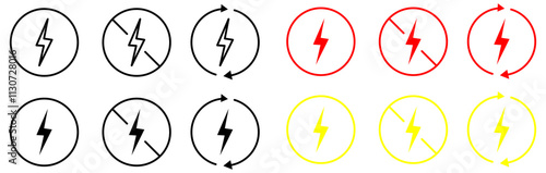 Lightning and energy concept editable stroke outline icon isolated on white background flat vector illustration. Pixel perfect.