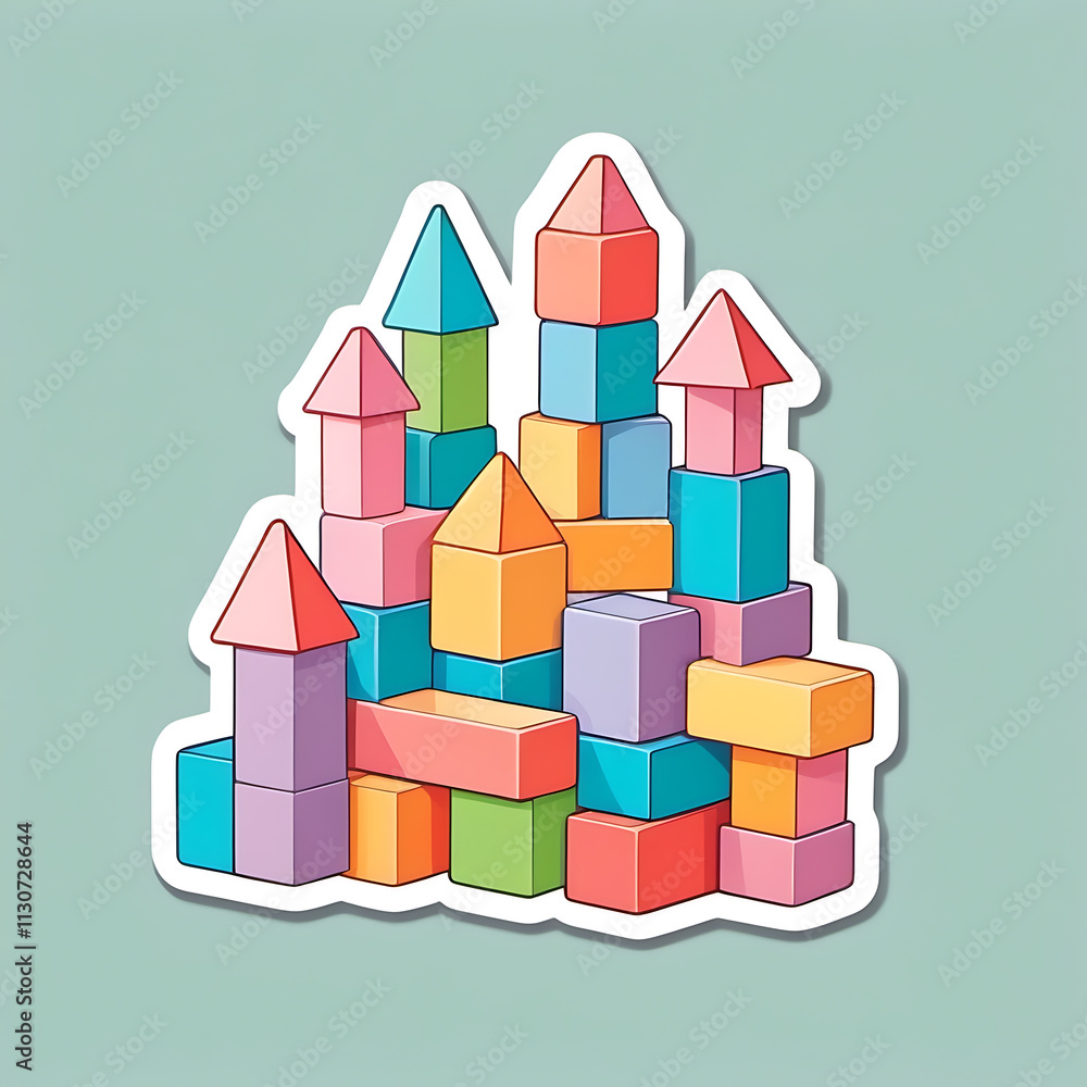 Obraz premium colorful building blocks sticker for creative kids' designs