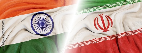  A symbolic representation of unity and collaboration showcasing the flags of India and Iran side by side - emphasizing cultural diversity and international connections. photo