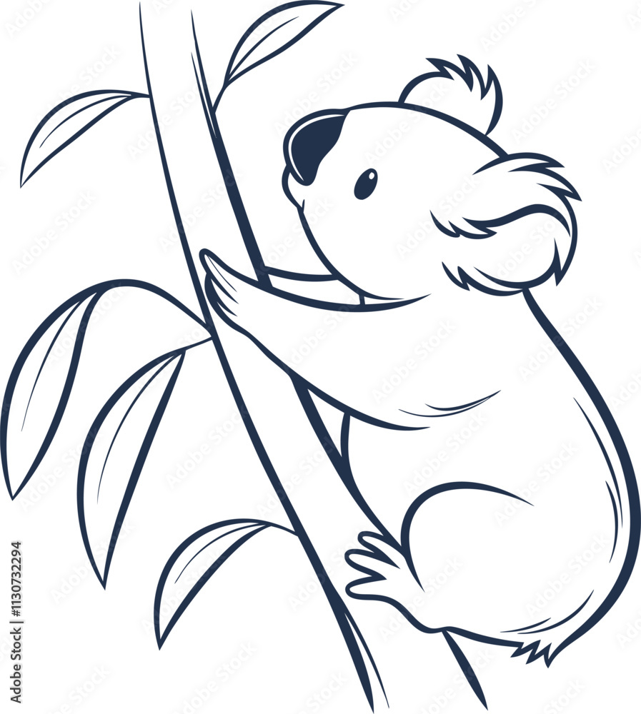 Obraz premium Koala line art vector and black and white drawing illustration design