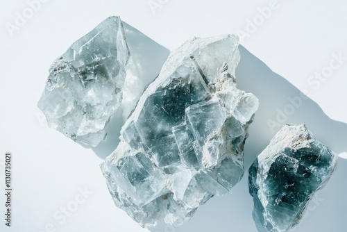 Gmelinite Mineral Specimen on White Background Close-Up photo