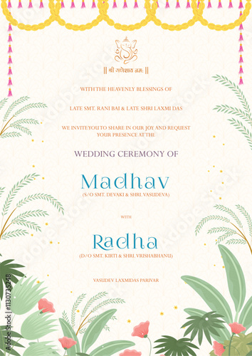 Indian Floral Wedding Invitation