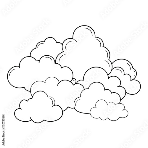 Free Manga-Style Cloud & Special Effects Line Art Vectors | Sketch & White Background