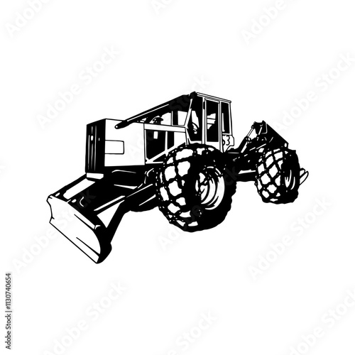 Skidder - Special Vehicle - Heavy Machinery, Logging and Construction Machinery Stencil Cut File - Cricut file.