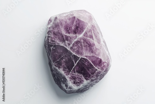 Lepidolite Mineral Specimen on White Background Isolated