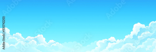 The sky is blue and clear, with clouds at the bottom. The sun is shining brightly, making the sky appear even more vibrant. A mix of clouds and sunlight creates a beautiful morning sky background. 