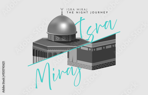 Al-Isra wal Mi'raj Translate: The night journey Prophet Muhammad Vector Illustration For Poster Template and Flyer, Simple Background of Isra Mi'raj Ceremony