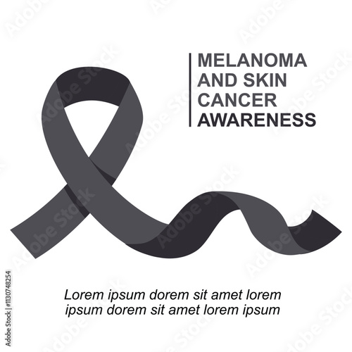 Black ribbon is a symbol for support for melanoma and skin cancer awareness. Healthcare and medicine concept. 