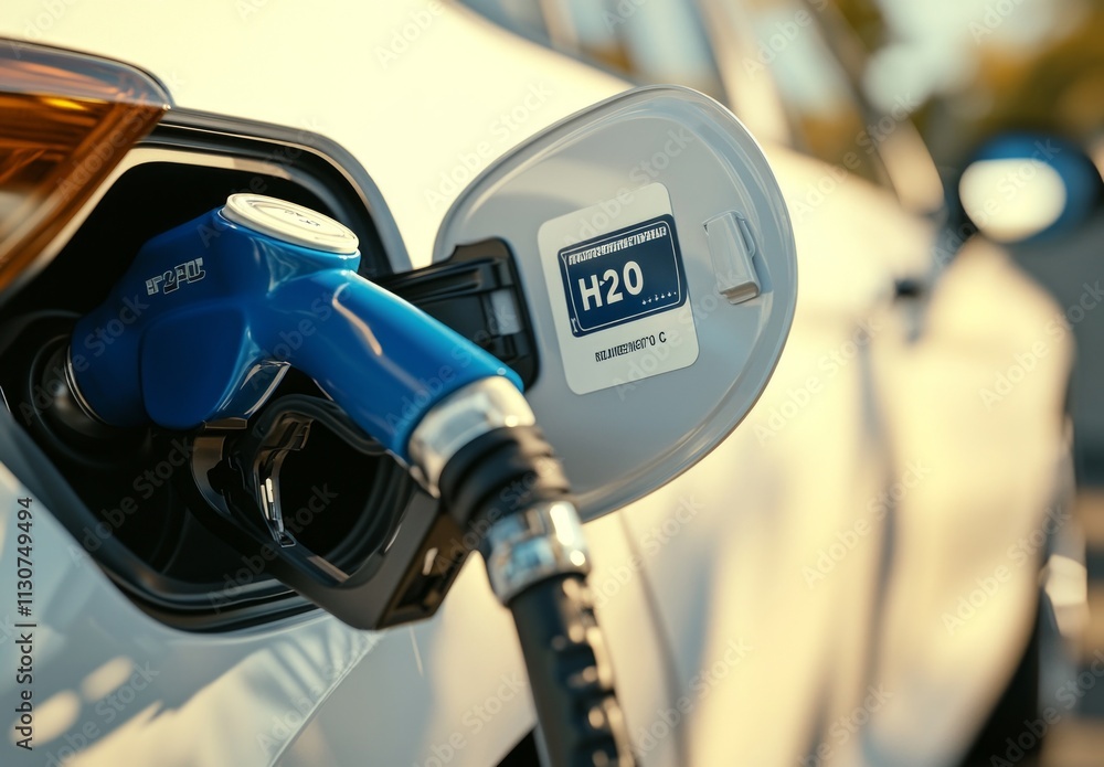 Close-up 3D render of hydrogen fueling nozzle