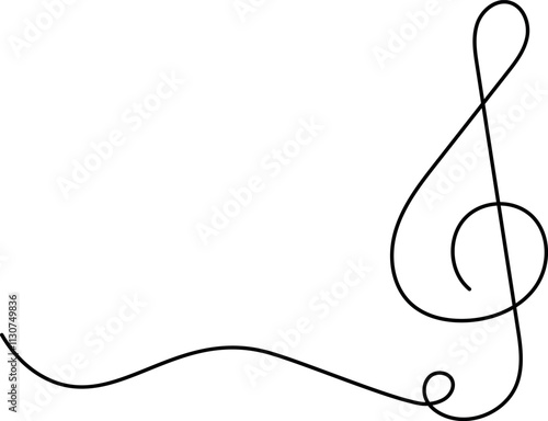 Continuous Line Drawing of Treble Clef with Swirl