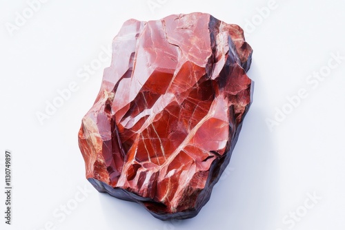 Transparent Cut Red Jasper Gemstone on White Background photo