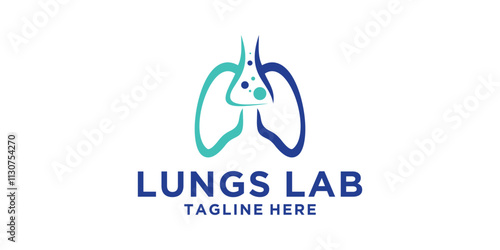 logo design lung and lab,experiment,science,symbol,icon,idea,creative.