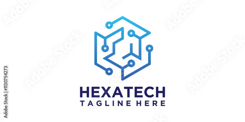 logo design connection,hexagon,technology,modern,symbol,icon,idea,creative.