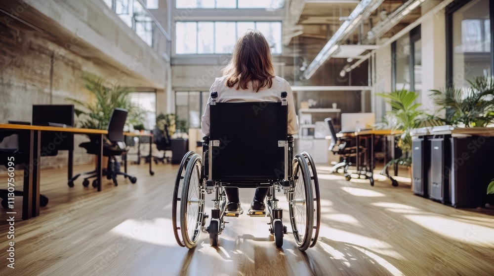 Obraz premium Empowering image of a disabled entrepreneur in a professional setting.