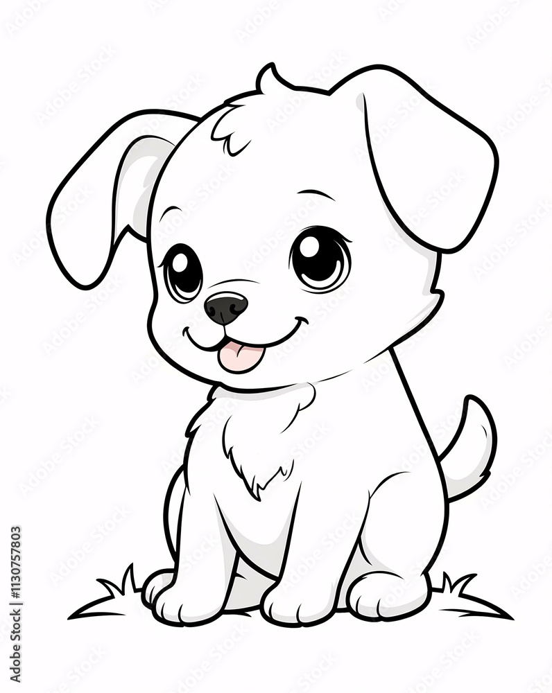 Fototapeta premium Charming Puppy Line Art Drawing for Kids Coloring Book with Playful Features and Simple Design
