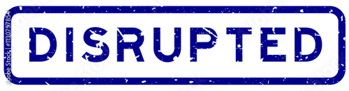 Grunge blue disrupted word rubber seal stamp on white background