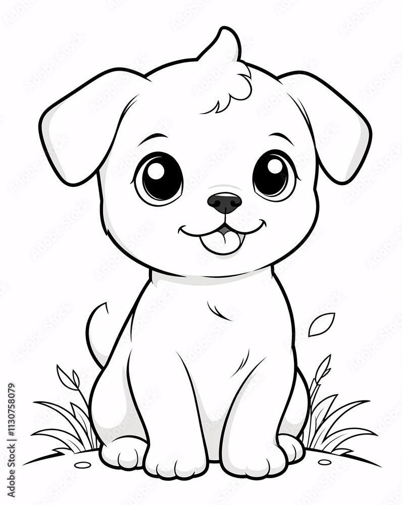 Fototapeta premium Cute and Fun Puppy Line Art for Kids Coloring Book with Simple and Playful Outlines