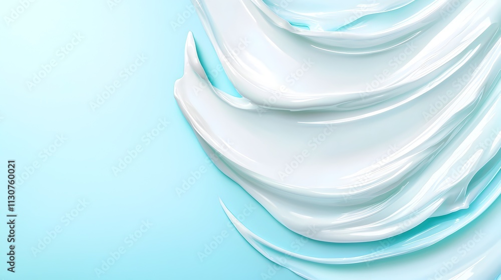Fototapeta premium A blue background with a white cream product on it