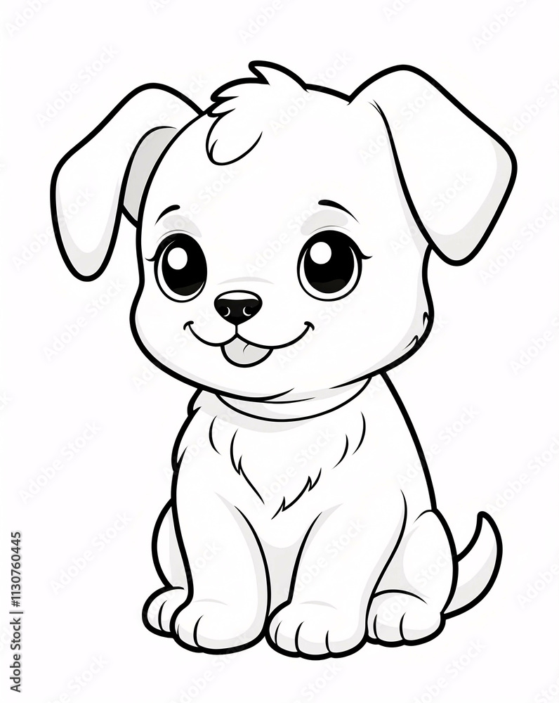 Fototapeta premium Fun and Creative Puppy Line Art Drawing for Children Coloring Book with Joyful and Playful Features