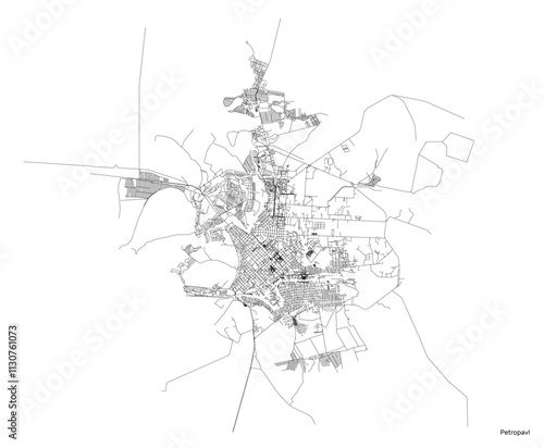 Petropavl city map with roa...