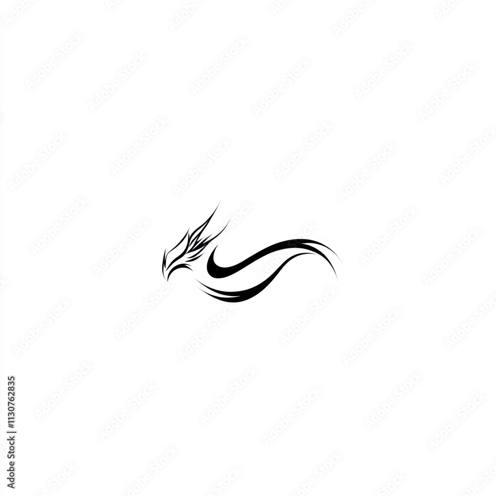 Fototapeta premium Stylized dragon head and flowing tail design.