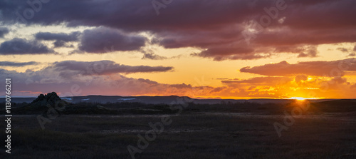 Midnight sun in the north of iceland in early summer