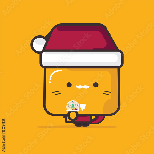 Cute big head cat cosplay as santa clause.